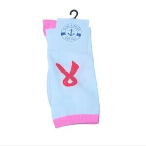 NWT 1 pair Breast Cancer Awareness Socks Unisex SZ 6-10 White With Pink Stripe